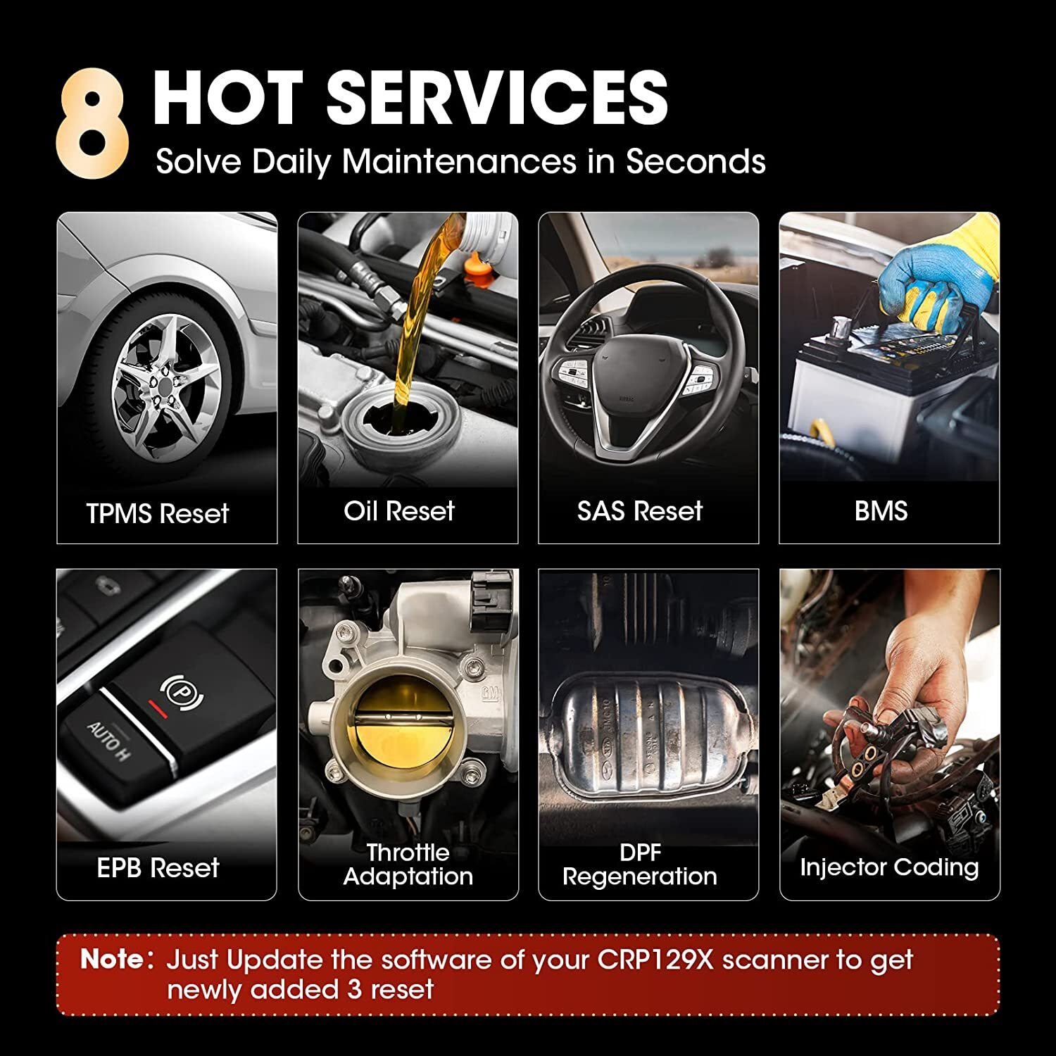 Launch CRP129X Car Diagnostic Tool Auto OBD Scanner Code Reader TPMS SRS SAS EPB