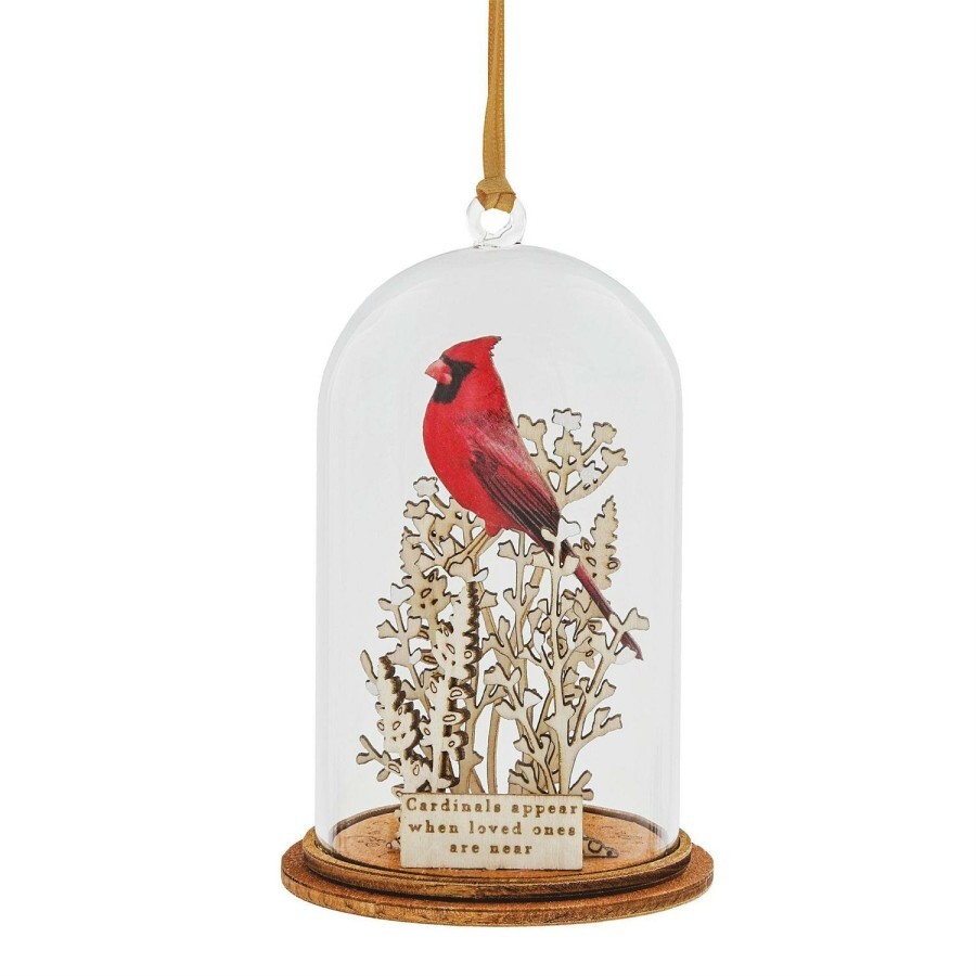 Flourish Kloche A30771 CARDINAL KLOCHE Hanging Glass Dome Ornament