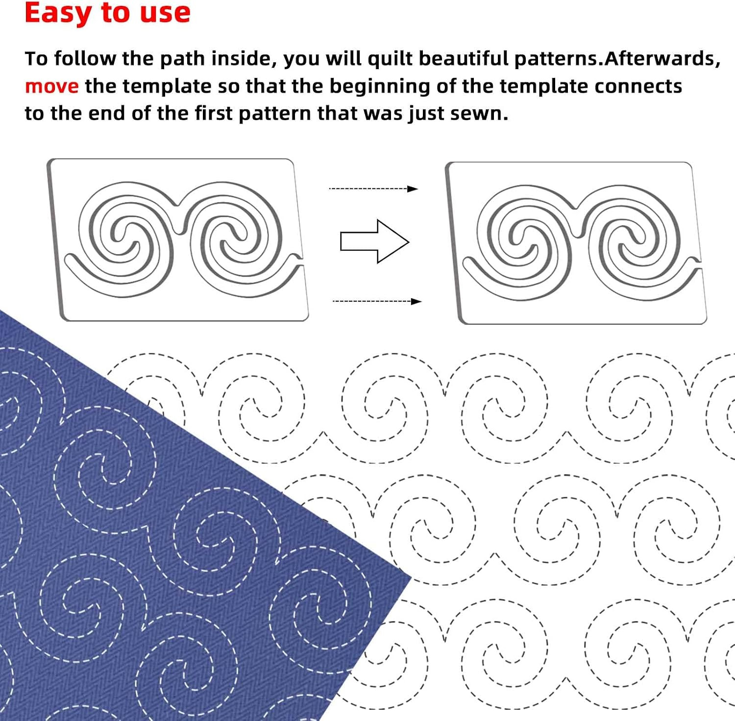 3PCS Free Motion Quilting Ruler Templates Whirlpool Design Sewing Craft Tool Kit