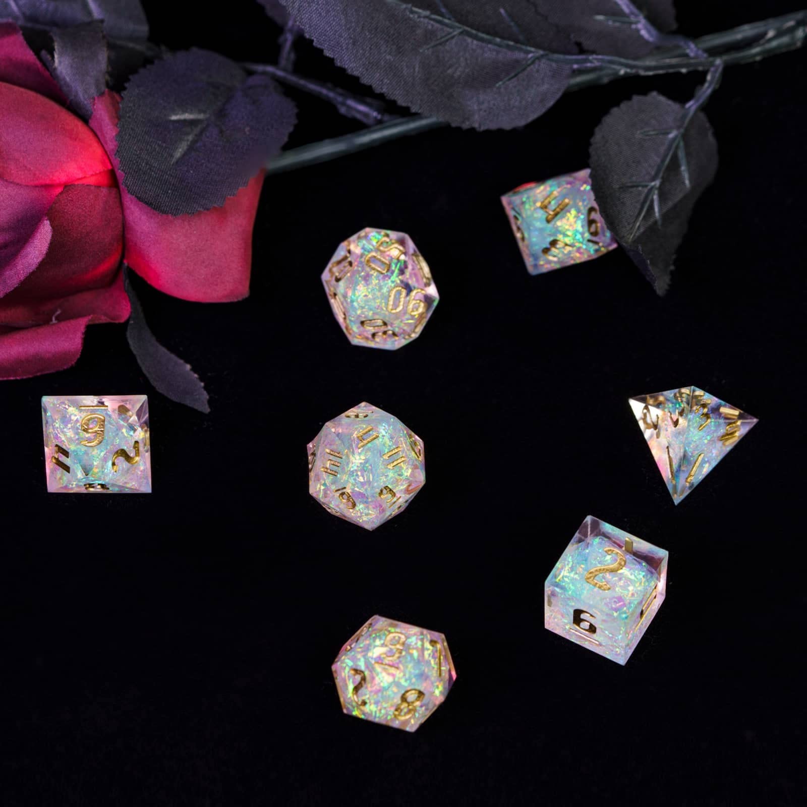 Sharp Edges DND Dice, 7 PCs D&D Dice, Handcrafted Polyhedral Dice Set, for Ro...