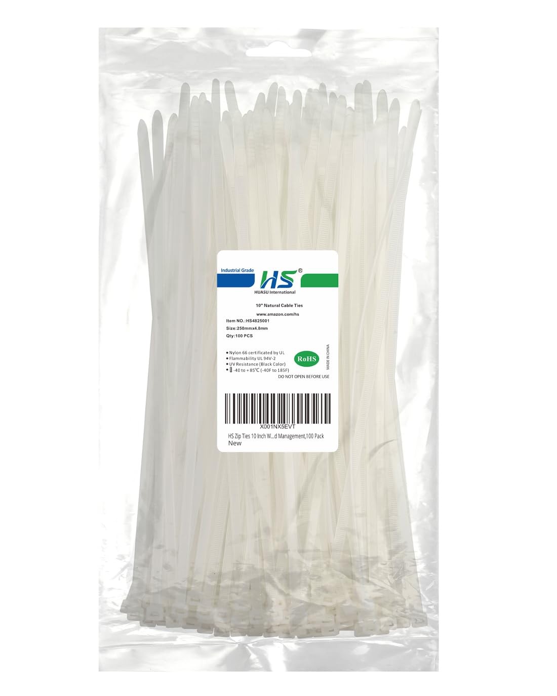 Zip Ties 10 Inch White 50 LBS Nylon Medium Clear Cable Ties Straps Strong for