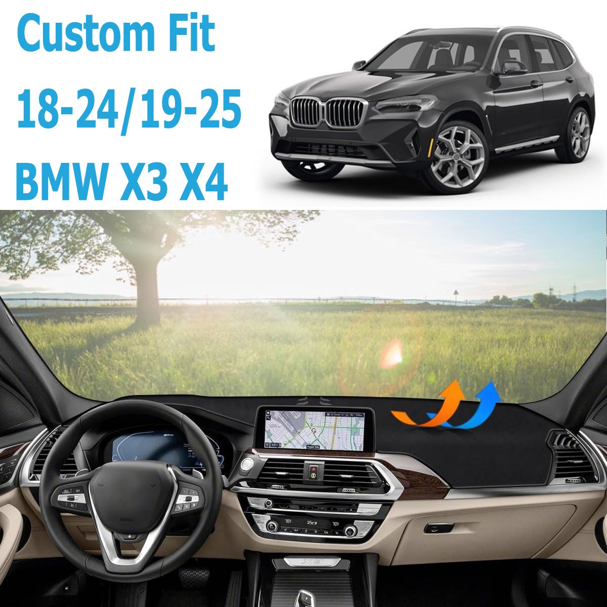 Car Dashboard Cover Dash Mat Nonslip Pad For BMW X3 2018-2024 X4 2019-2025