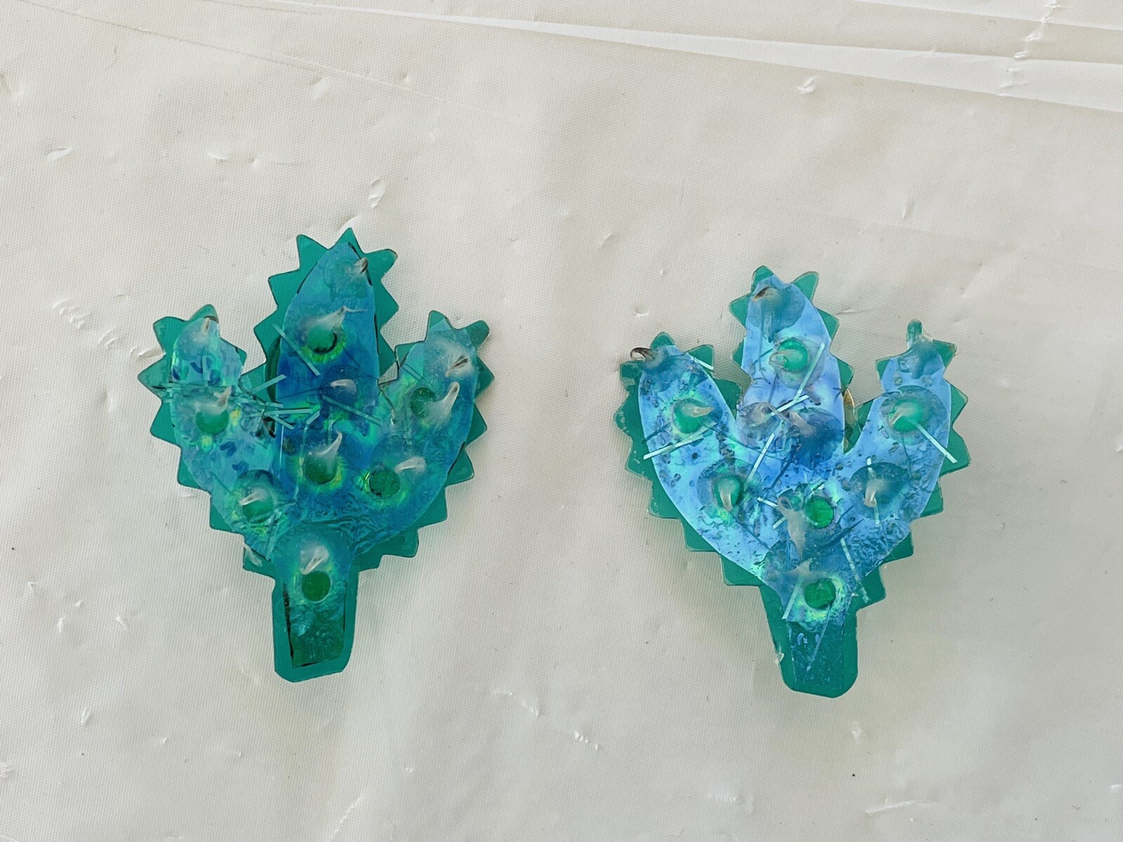 Vintage Annee Bananee Green Cactus Clip-On Earrings