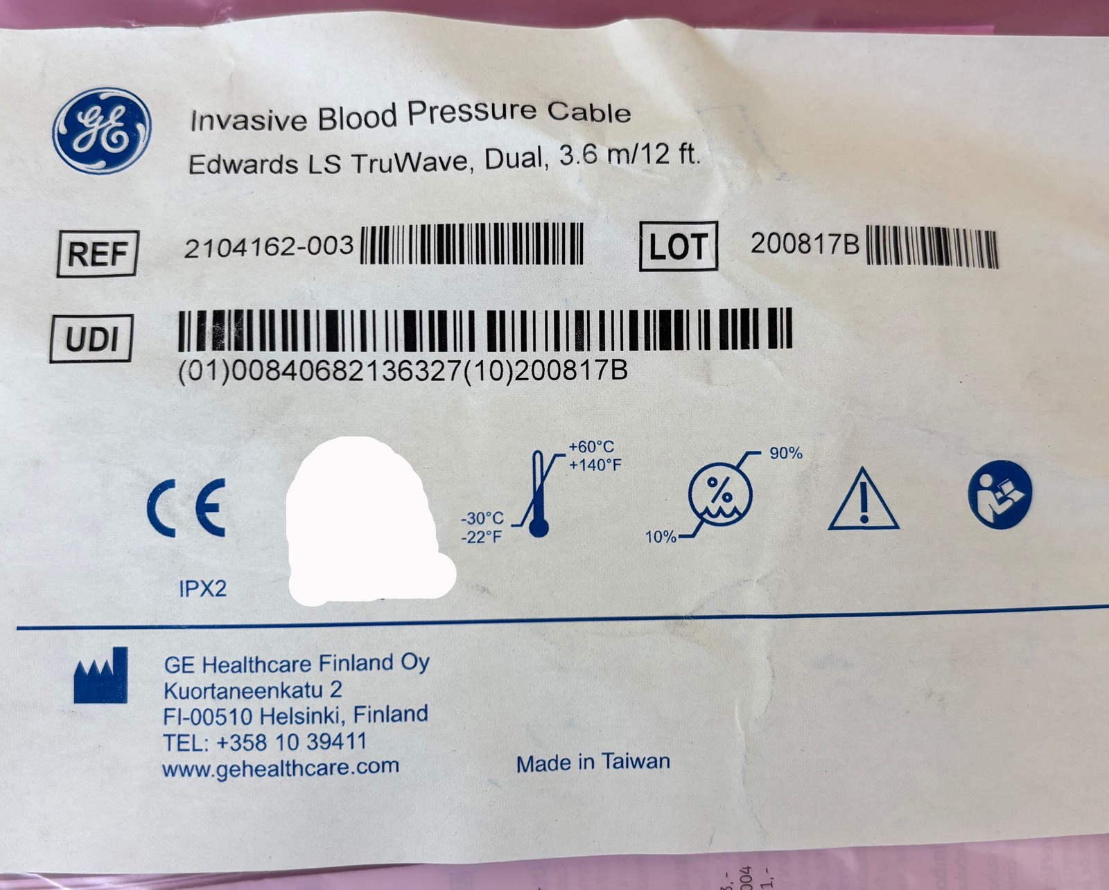 GE Healthcare 2104162-003 Blood Pressure Cable 3.6m/12 ft