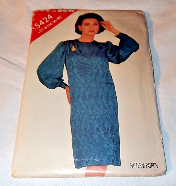 SEE & SEW / BUTTERICK  PATTERN 5424 ~ MISSES DRESS ~ SIZES 14 - 16 - 18 *UNCUT