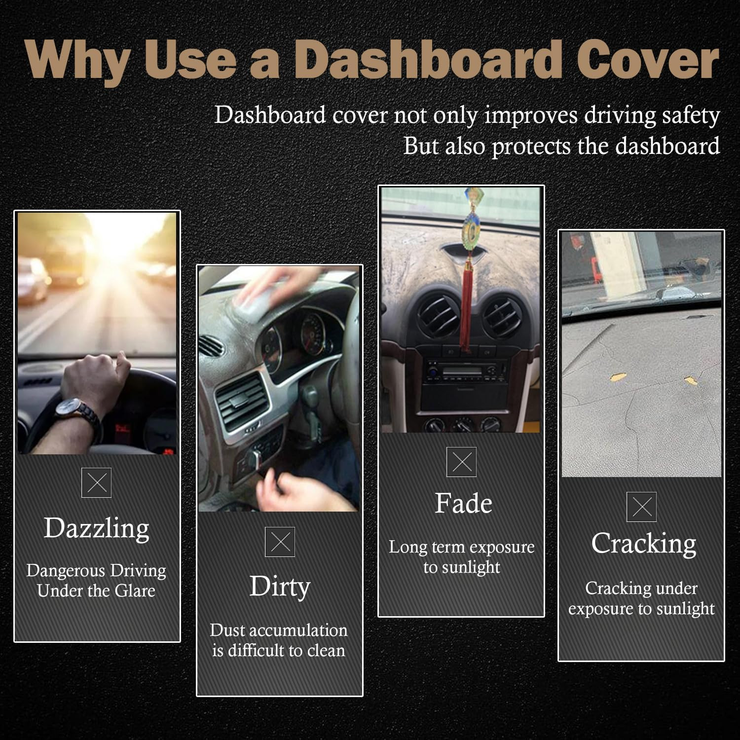 Dashboard Cover Dash Mat Fit for Fo-Rd Fiesta 2019-2009 (Without (NAV) Navigatio
