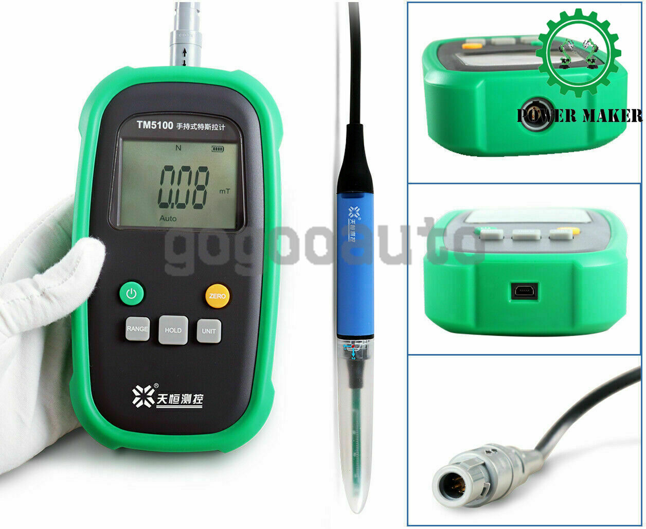 Digital Tesla Meter Gauss Meter Surface EMF Tester Radial Hall Probe 2% Accuracy