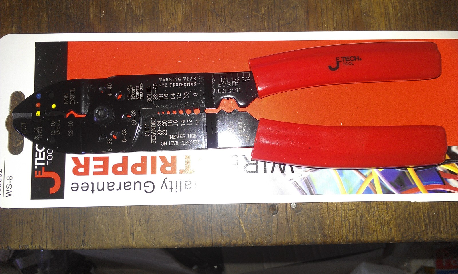 Jetech Electric Electrician 8" Wire Stripper CRIMPER cutter Pliers WS-8 RED