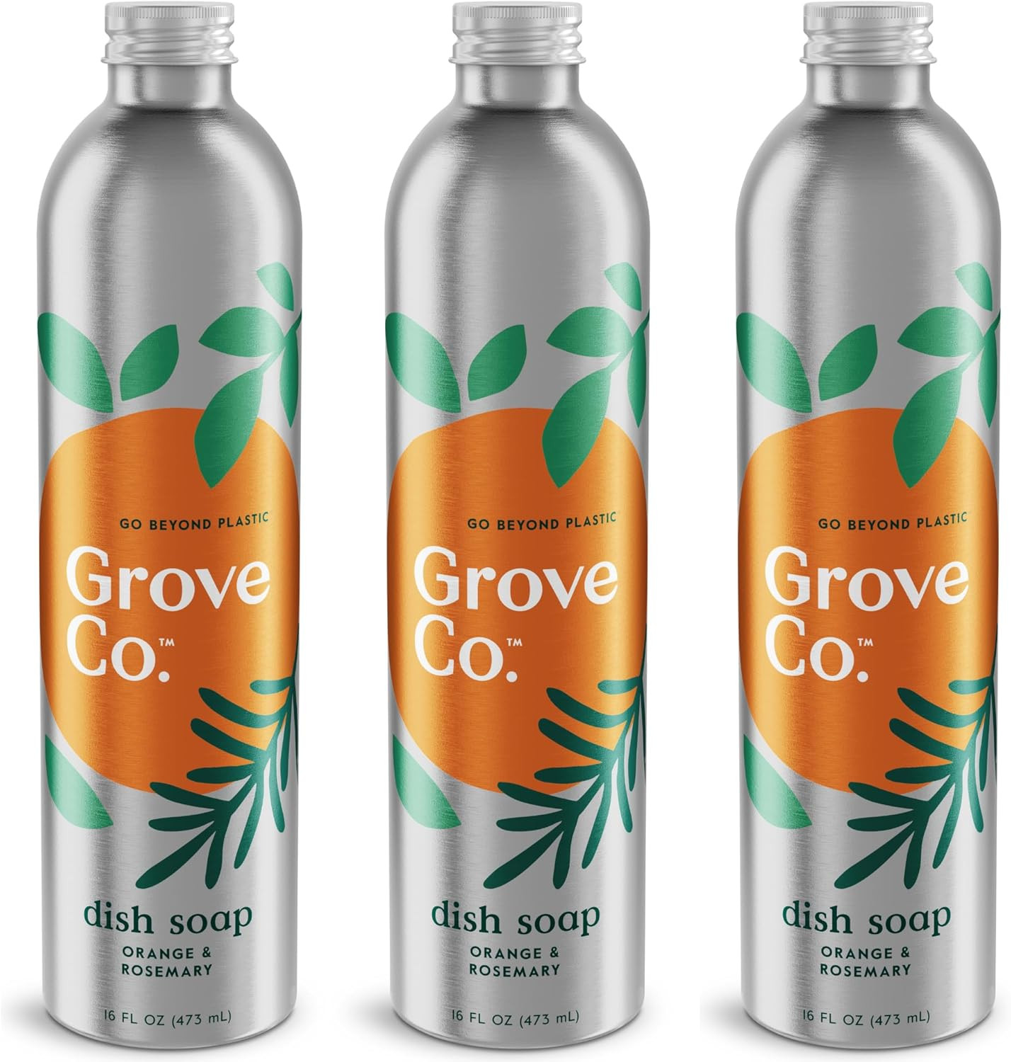 Grove Co. Ultimate Dish Soap Refills (3 X 16 Fl Oz) Removes 48-Hr Stuck-On Food
