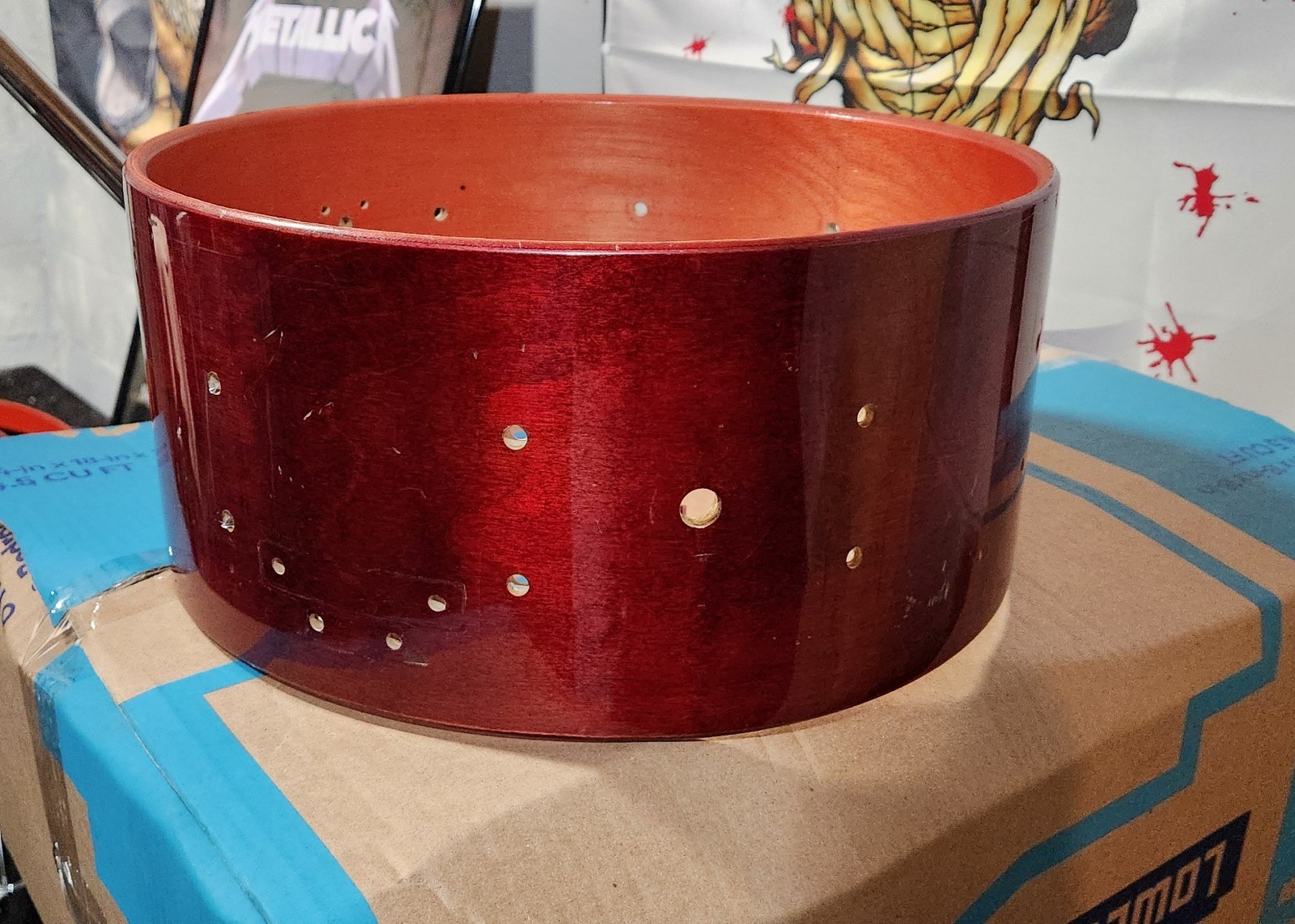 Tama Mastercraft Artwood Aw456  14x6.5 Birch Snare Shell.With Badge. Cherry Wine