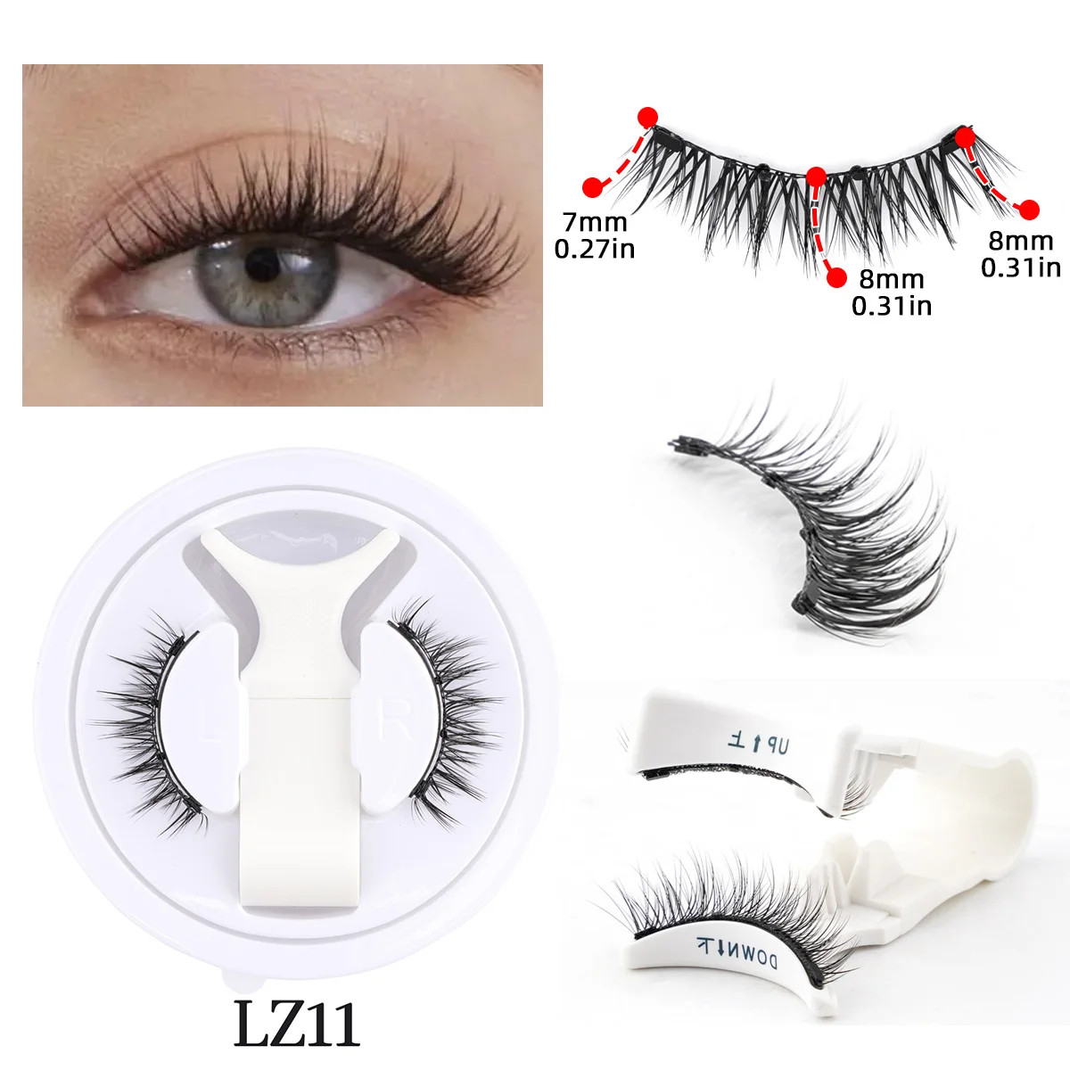 Hot 1 Pair Magnetic Eyelashes Handmade Fluffy Faux Mink Lashes Reusable Natural