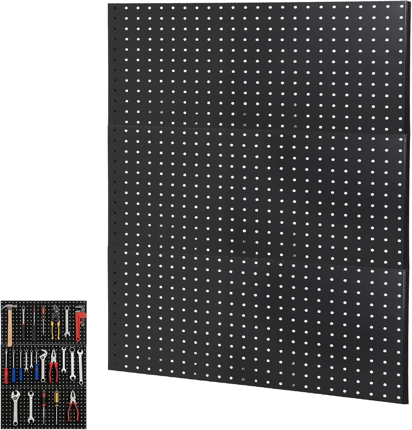 Wall Mounted Metal Pegboard System 12x24 in Panels, 2/3/4 Pack, Tool Storage