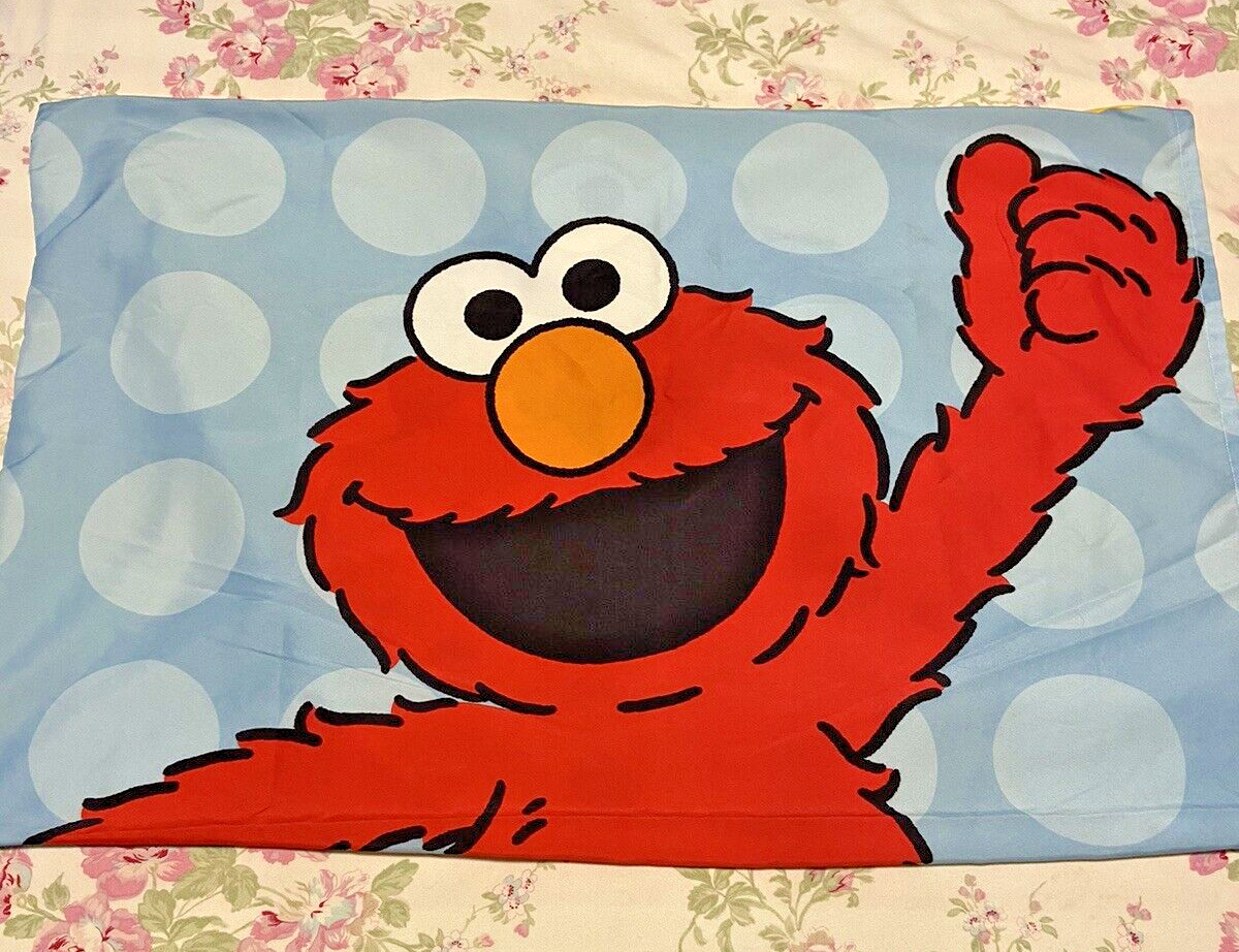 VTG Sesame Street Double Sided Elmo Cookie Monster Standard Pillowcase