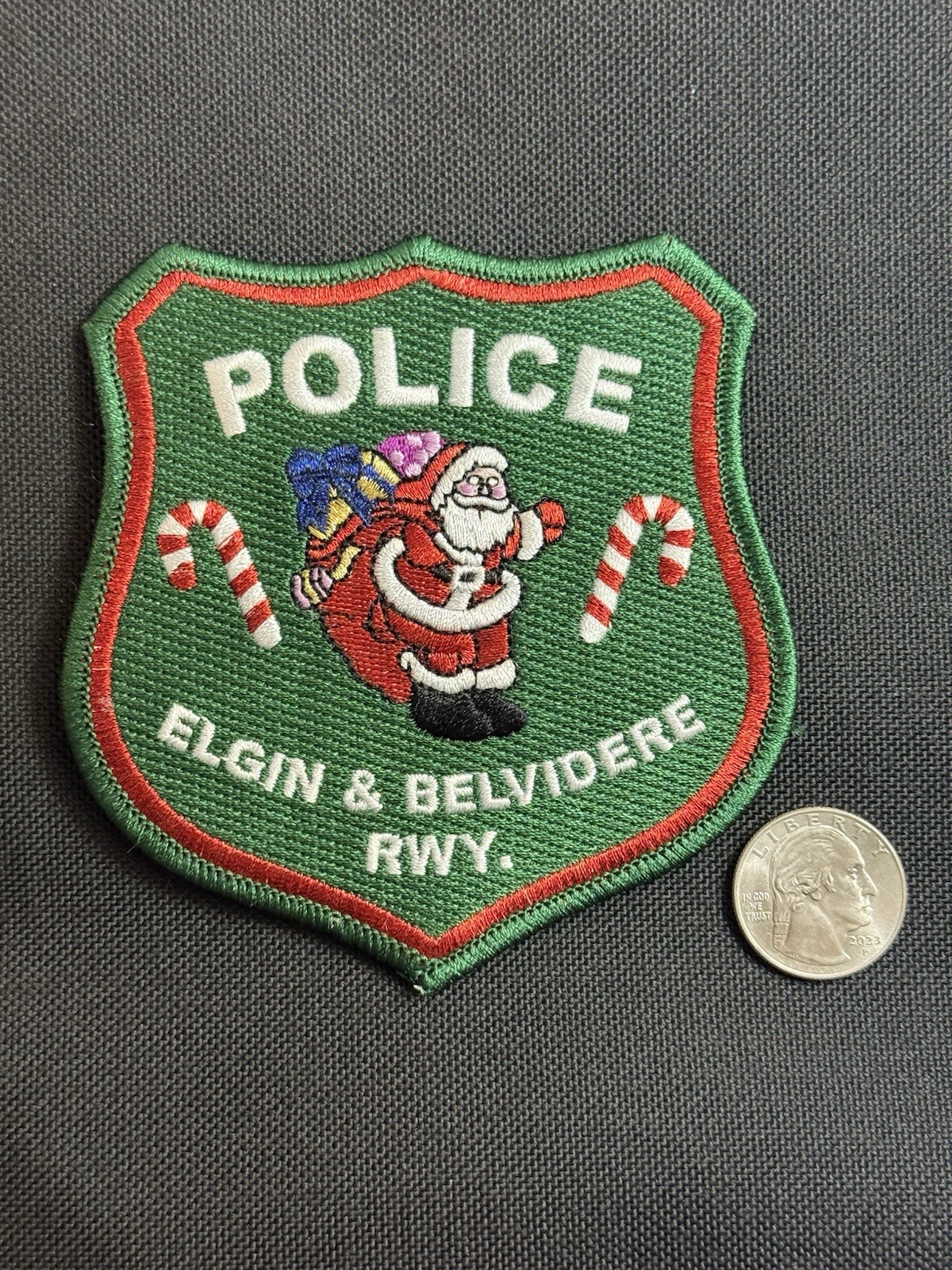 RARE! Elgin & Belvedere Railway Illinois Police Holiday Christmas Patch - New