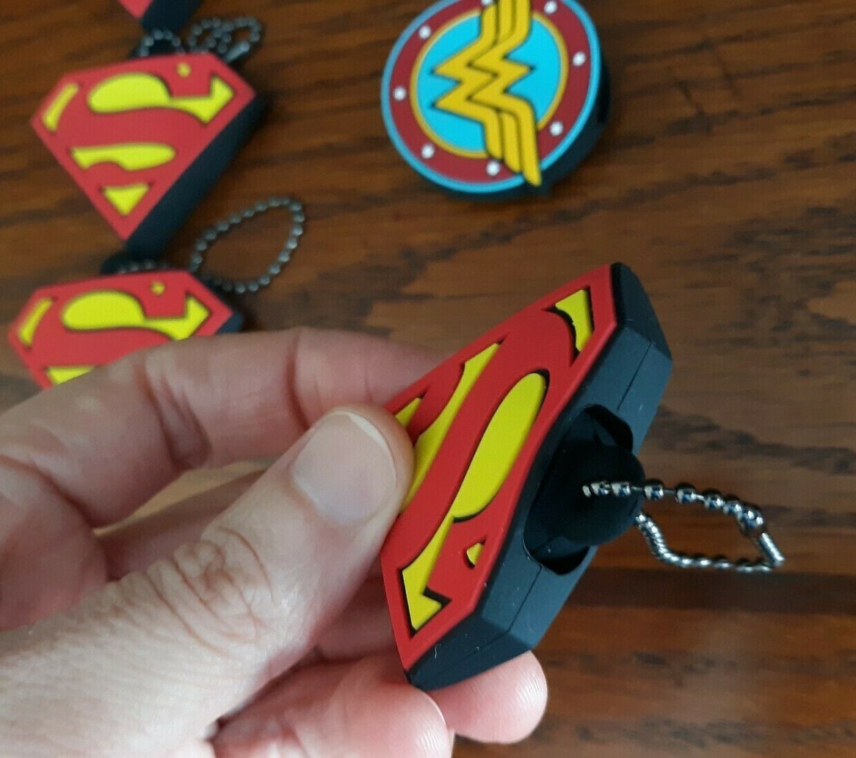 NO USB FLASHDRIVES JUST 9 EMPTY CASES--Emtec DC Comics 3D Keychains! CASES ONLY!
