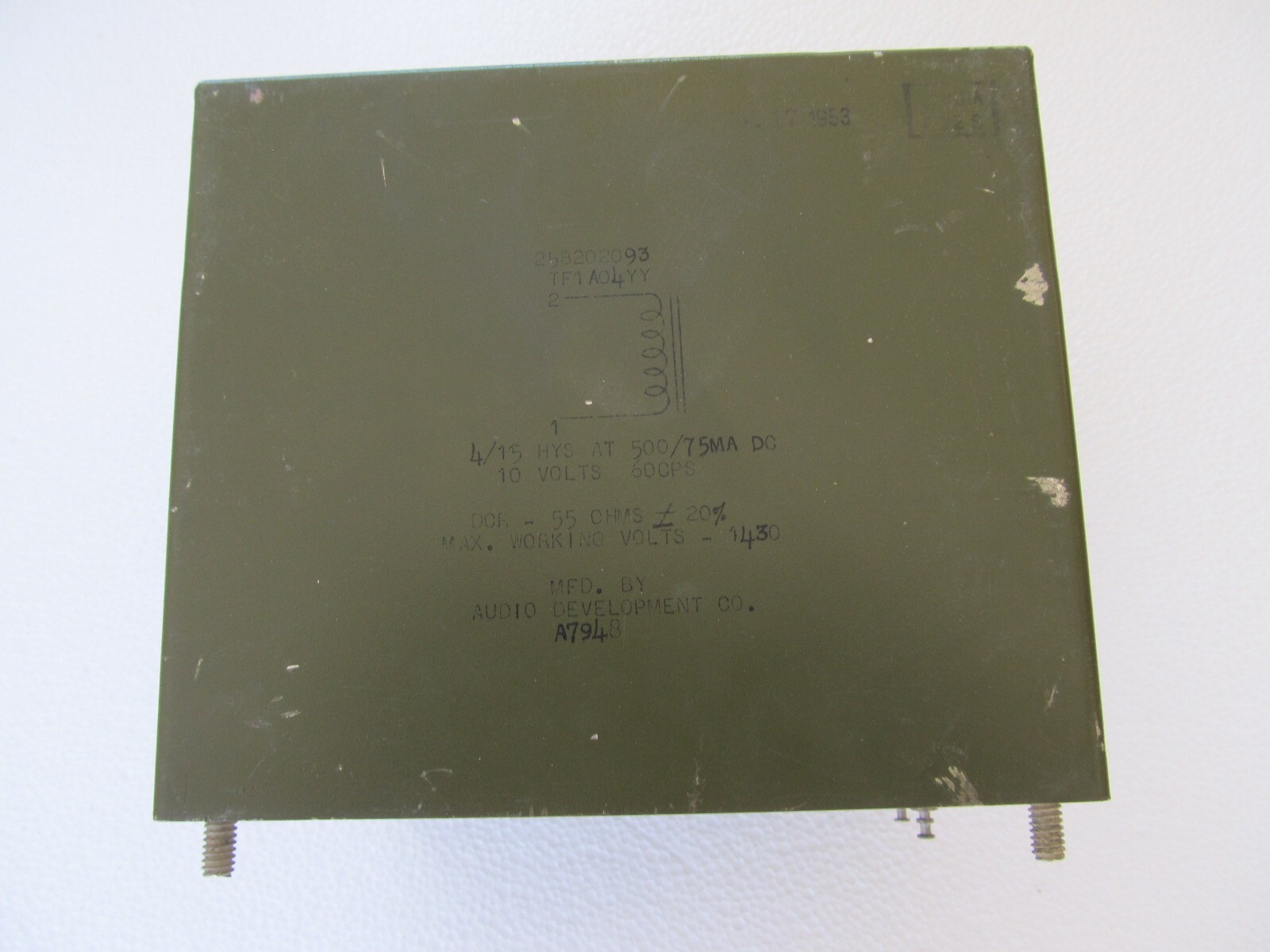 Audio Development Choke TF1A04YY 25B202093 4/15H at 500/75MA DC 10V 60CPS