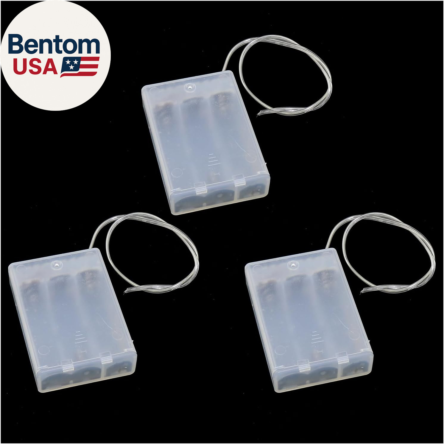 3PCS 69X48X18Mm Transparent 3 AA Regular Battery Box with Wire and Switch for DI