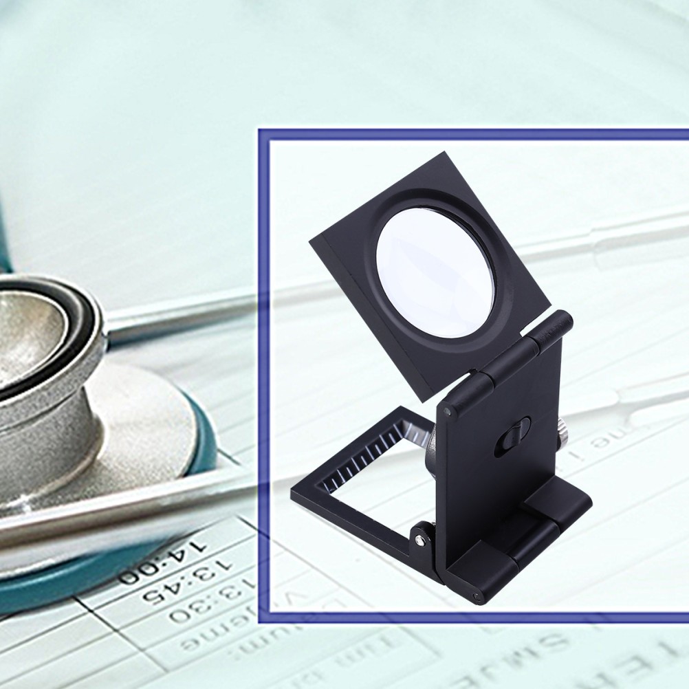Portable Three Folding Desktop 8X Magnifier Glass Stand with Led Lights Scale