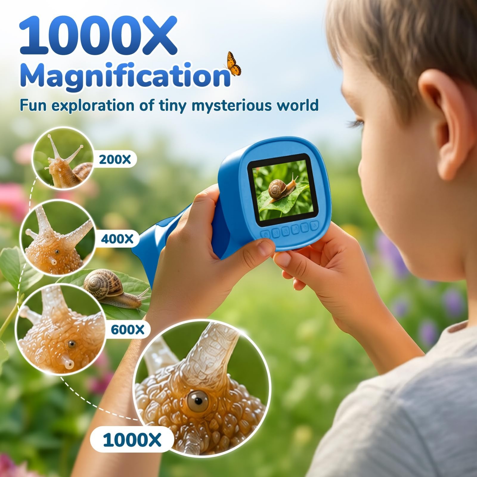 1000X Handheld Digital Microscope for Kids with 2.4" IPS Screen | Portable...