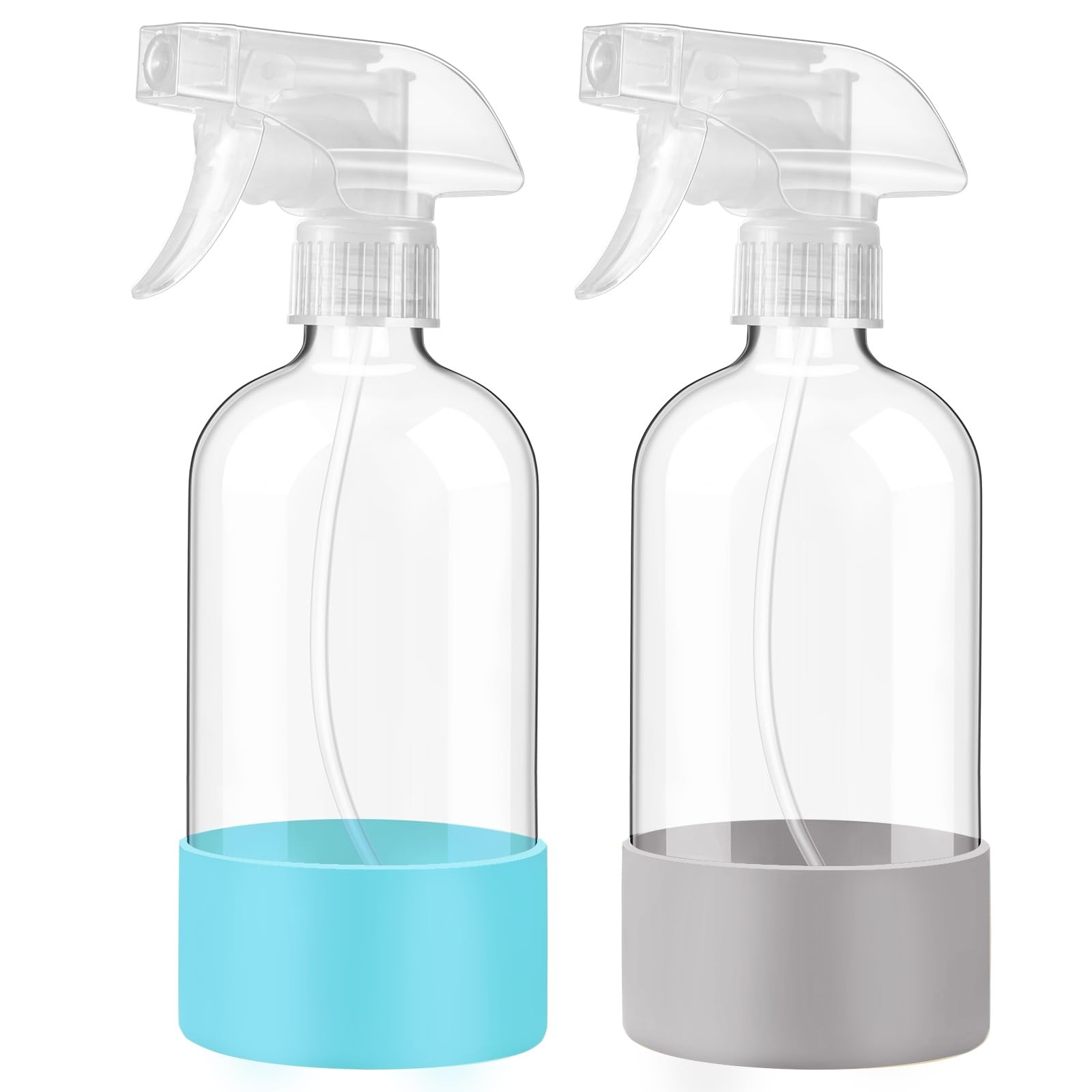 Glass Spray Bottles with Silicone Sleeve, 2 Pack16 oz Empty Refillable Contai...