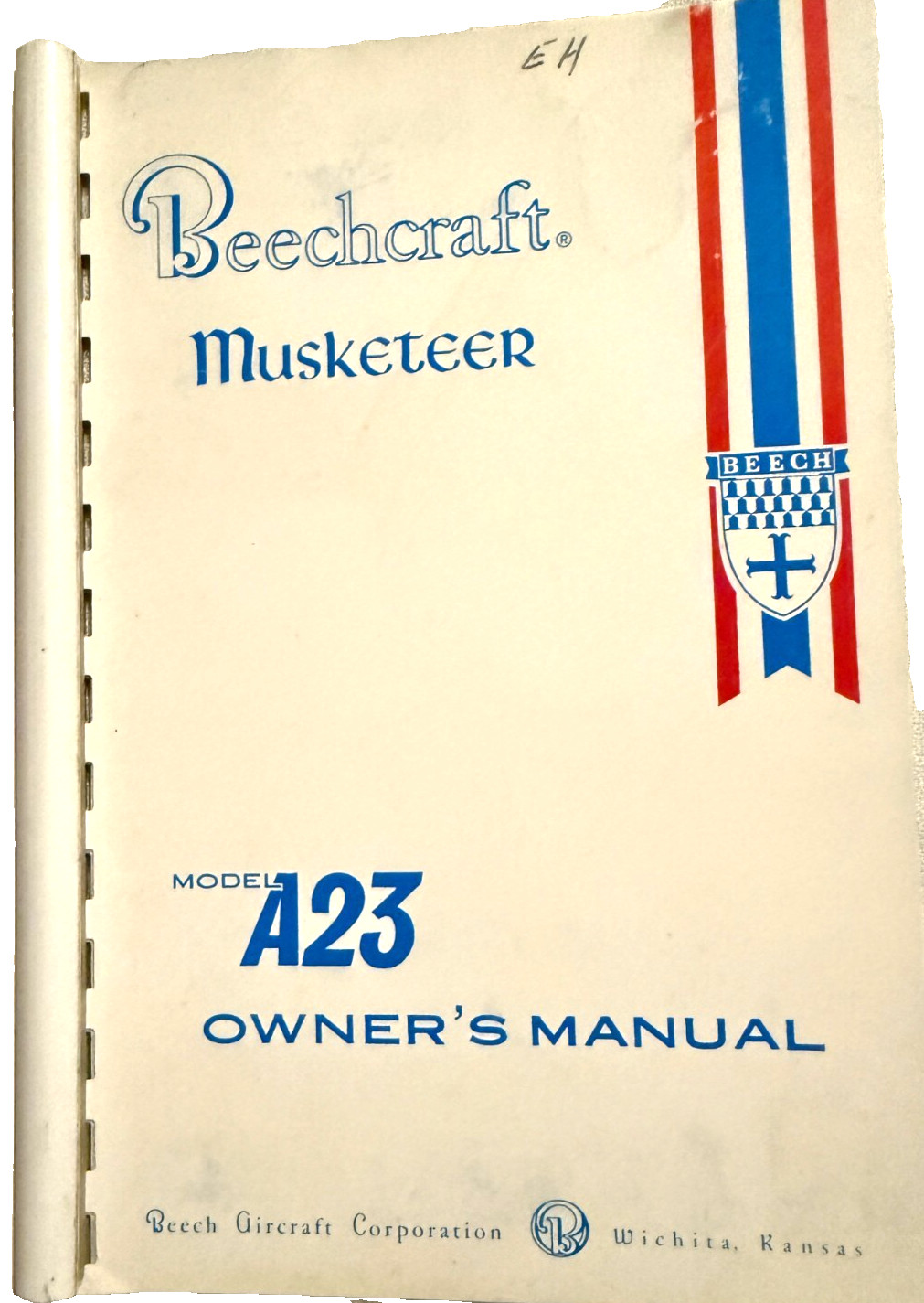 Beechcraft 1965 Aircraft Musketeer A23 Model Owner's Manual Vintage