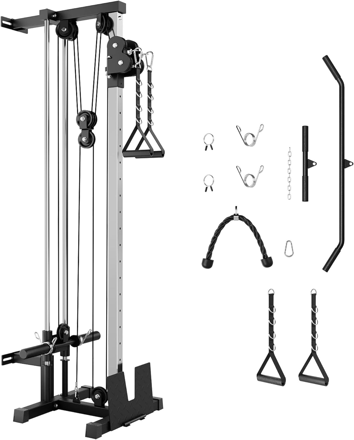 Wall Mount Cable Station LAT Pulldown Machine w/18 Positions Dual Pulley System