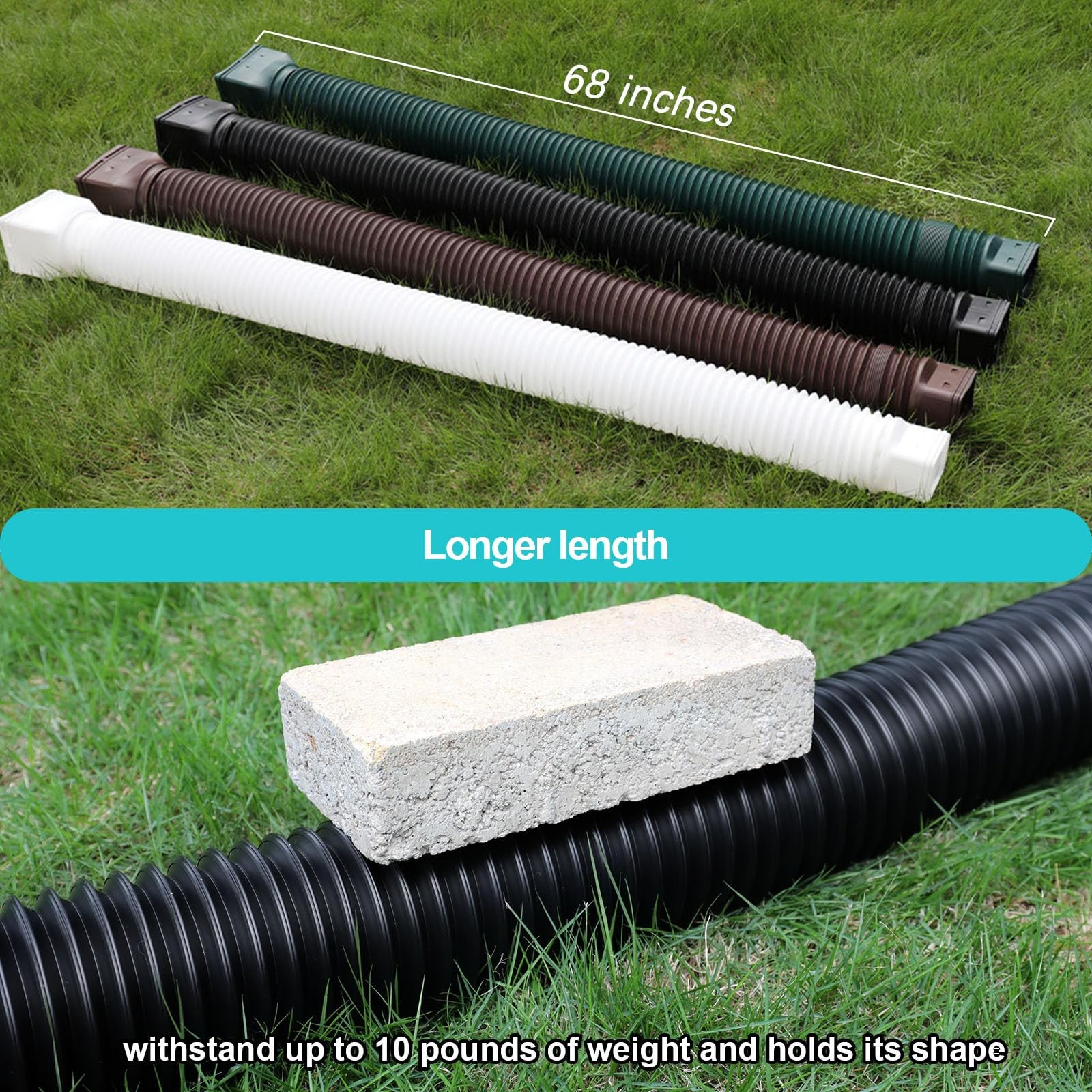 Black 1-Pack Rain Gutter Downspout Extensions Flexible, Drain Downspout Extender