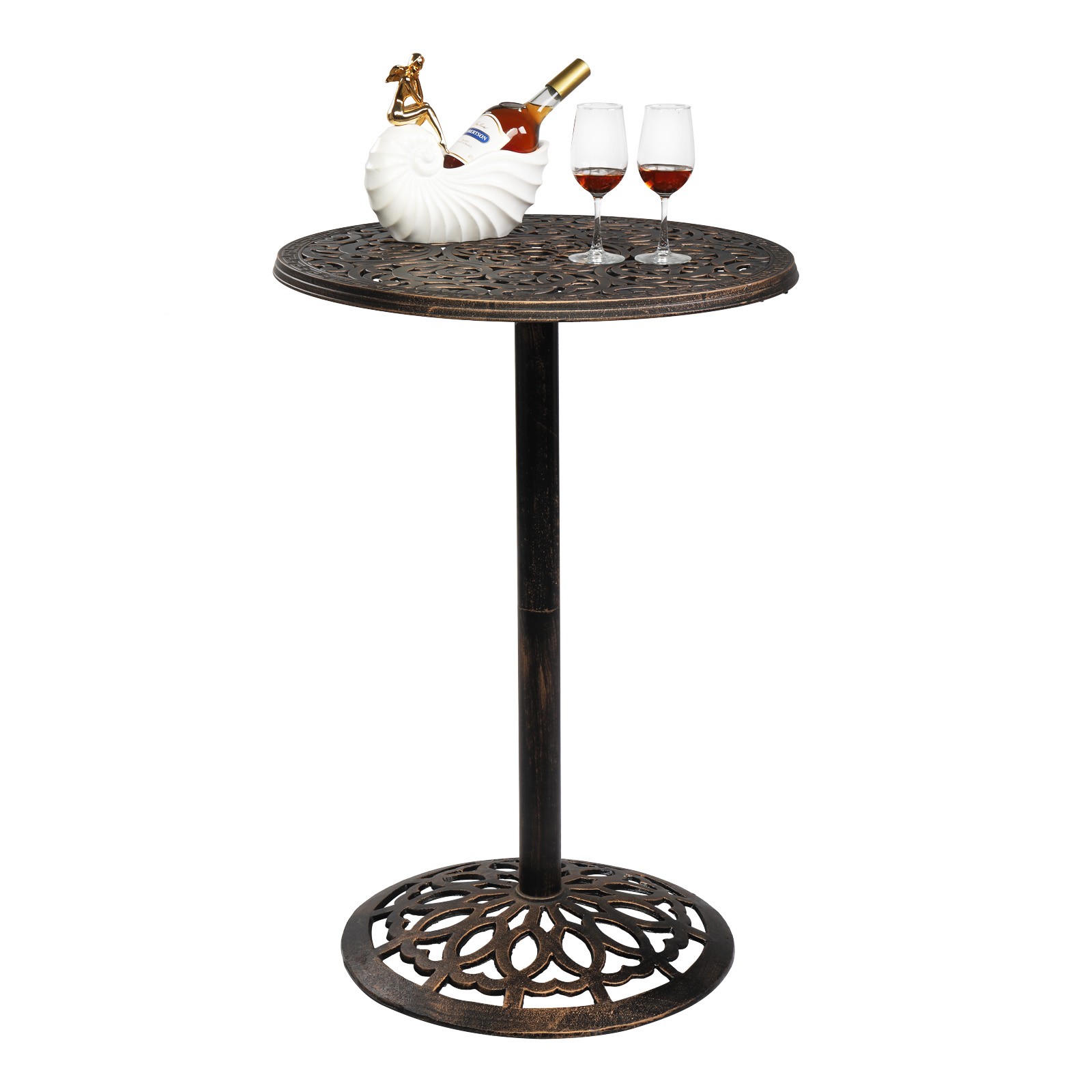 40" Outdoor Patio Bar Bistro Pub Table All-Weather Cast Aluminium Round, Bronze