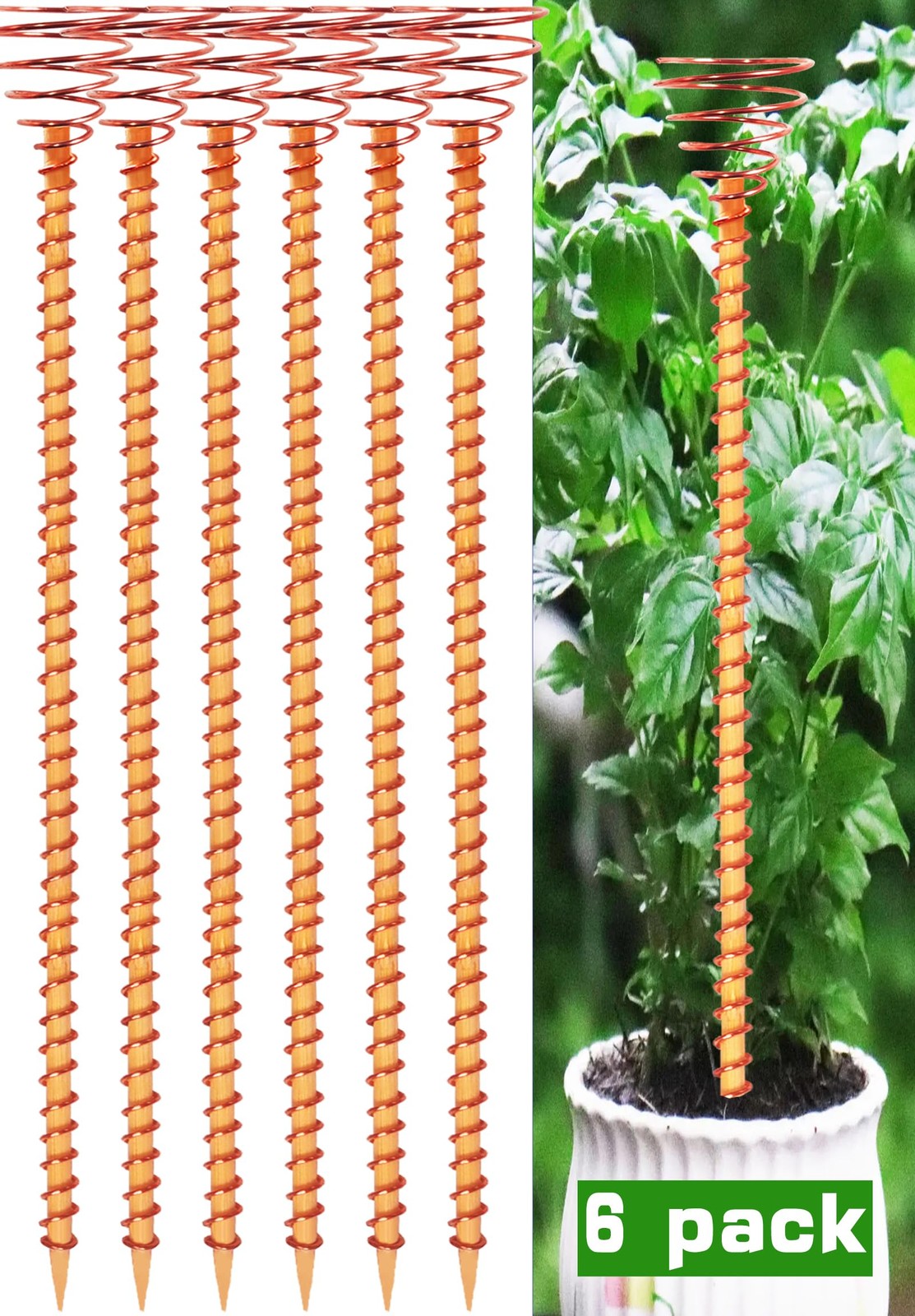 6 Pack 13" Electroculture Copper Gardening Antenna, 6pack-13inch