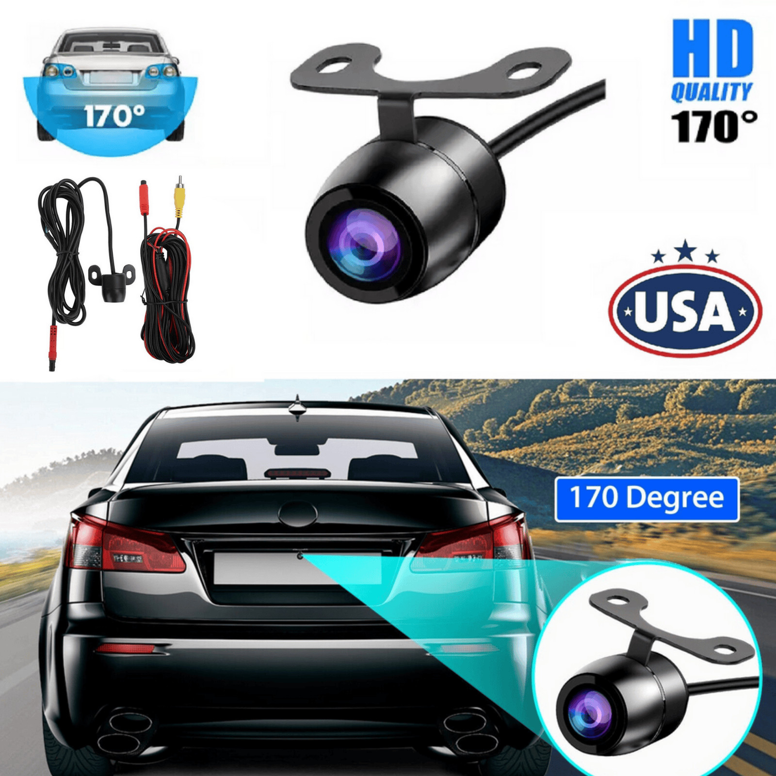 170º CMOS Car Rear/Front/Side View Reverse Backup Parking Camera Waterproof