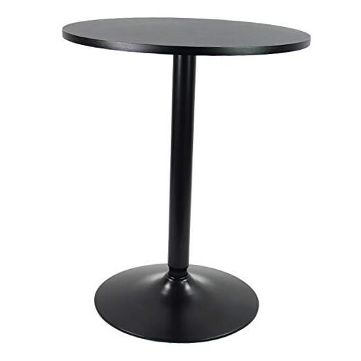 Round Bar Table 23.6-Inch Top for Cocktail Bar Pub Dining Bistro (Black) 28.7H