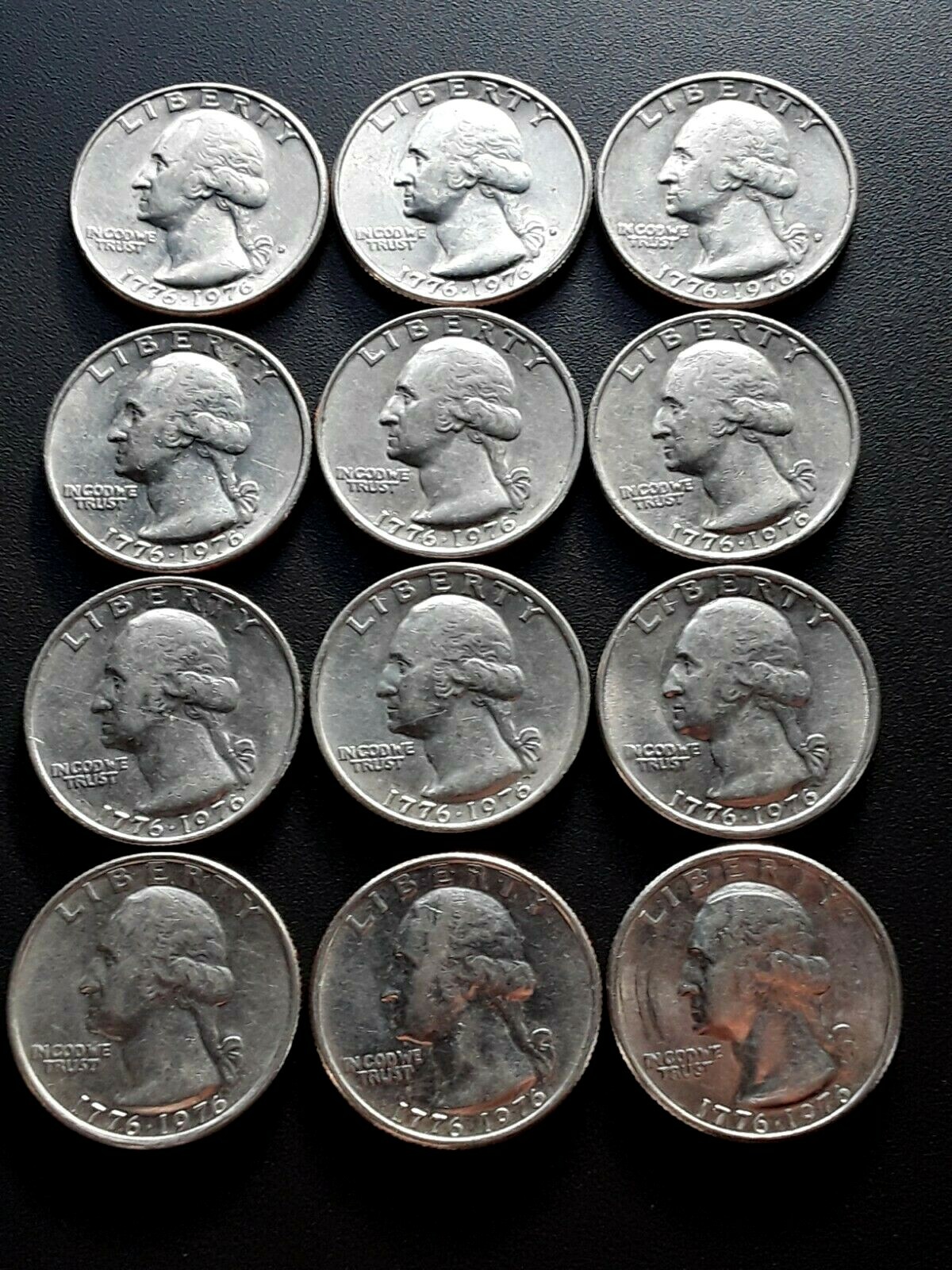 Bicentennial 1776-1976 Quarters ( three Ds) LOT OF 12