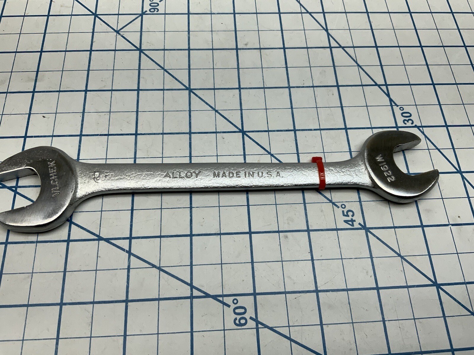 VLCHEK W 1922, 19/32in. X 11/16in. Open End Wrench, made in USA  RED Tag