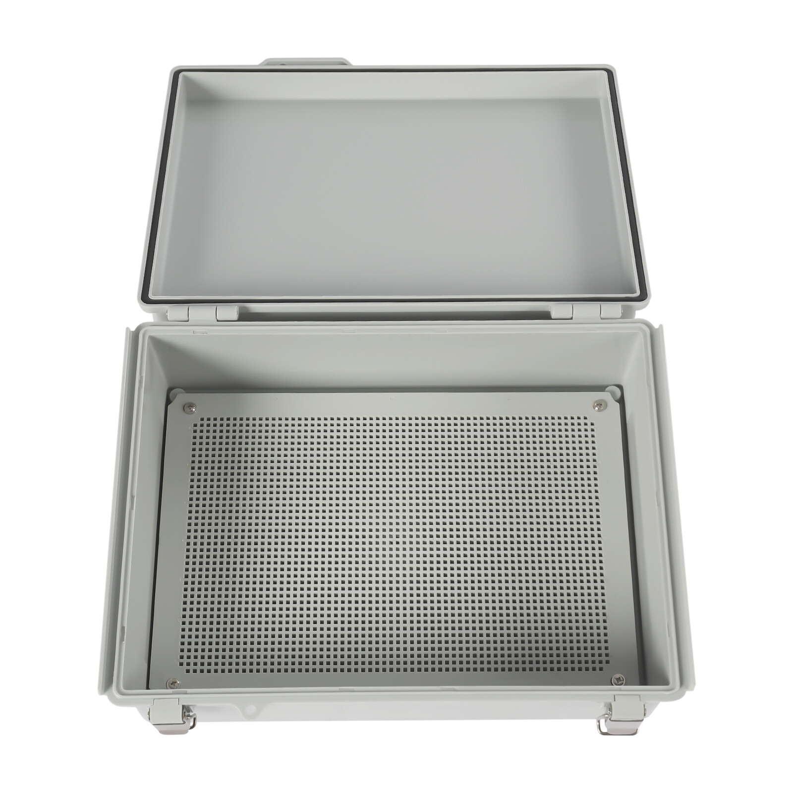 Grey Hinged Cover Latch Junction Box with Mounting Plate + Cover