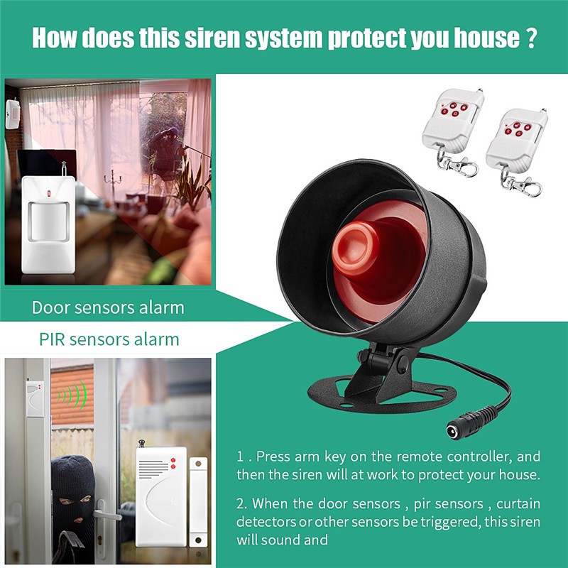Expandable Wireless Security Alarm Kit Window Detector Remote Control Siren