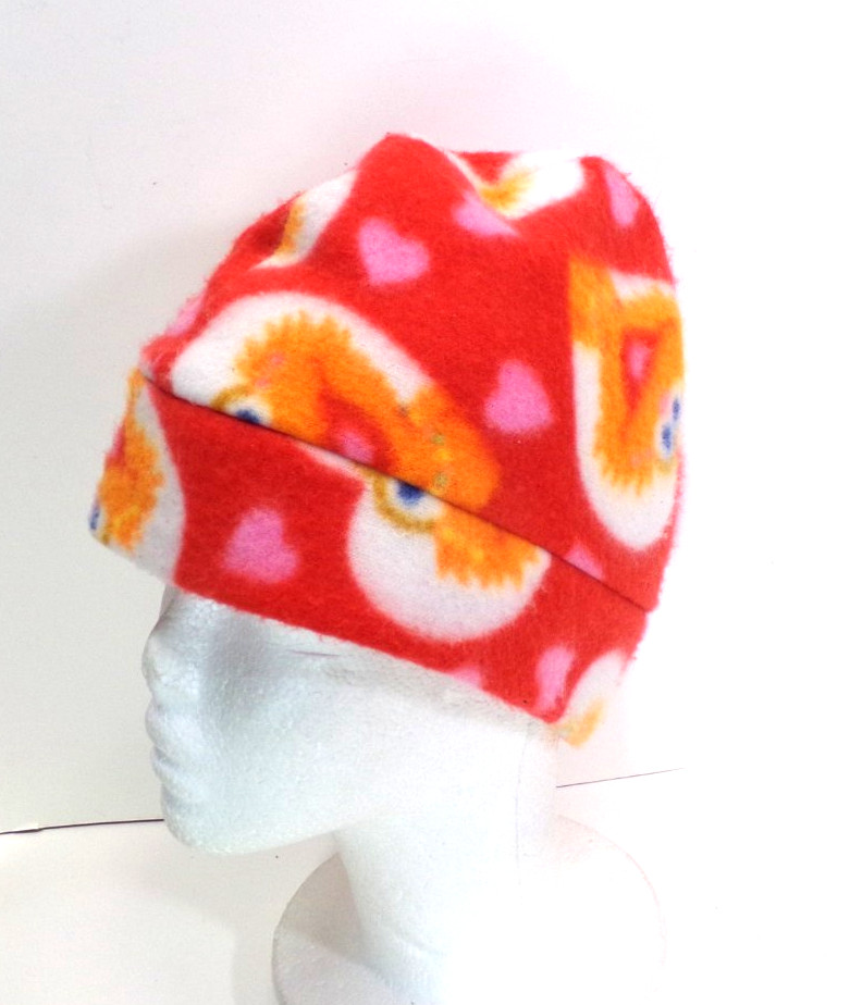 ORANGE BIRD FLEECE SKULL BEANIE WINTER HAT STRETCHY WARM h88cr