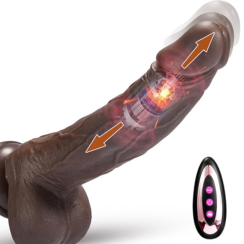 Telescopic Realistic Thrusting Dildo Vibrator for Women-Remote Control Lubricant
