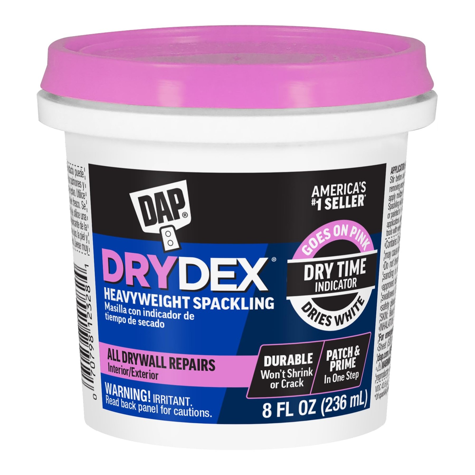 DAP DryDex Spackling Wall Repair Patch Kit, with Pink/White 8 oz,