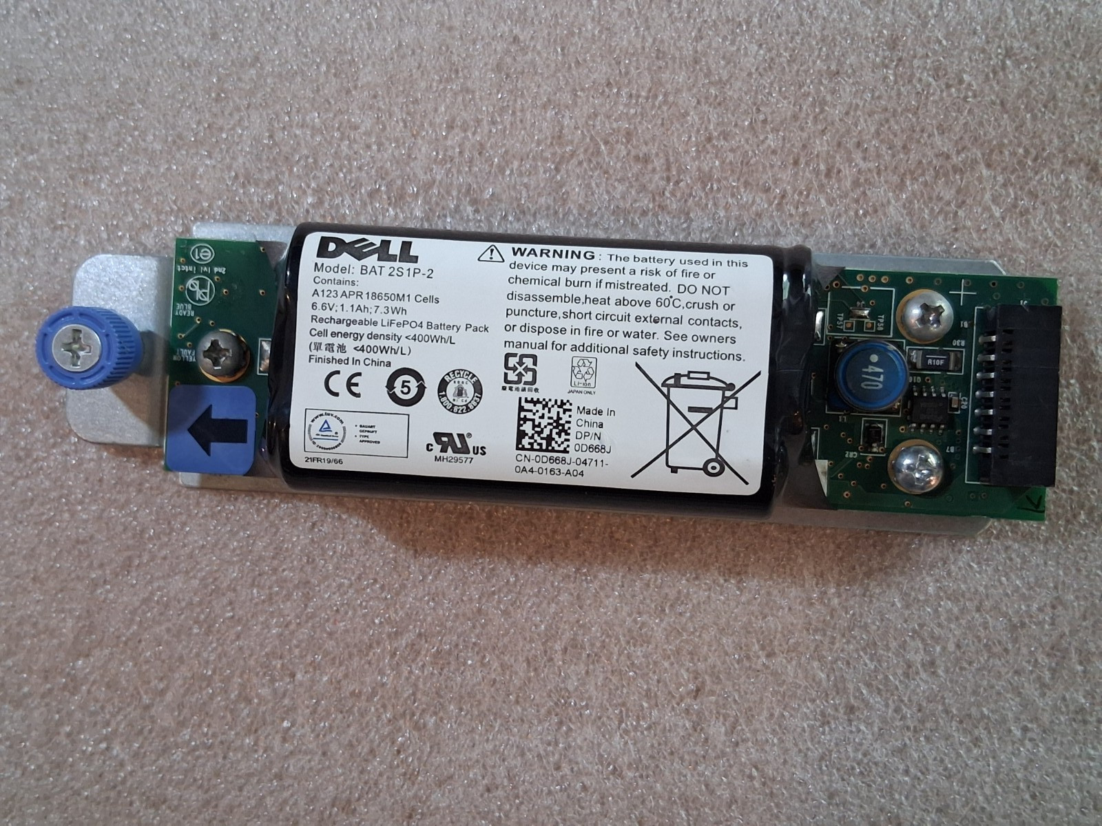 Dell D668J MD3200 MD3200I MD3220i MD3600 Storage Controller Battery BAT 2S1P-2