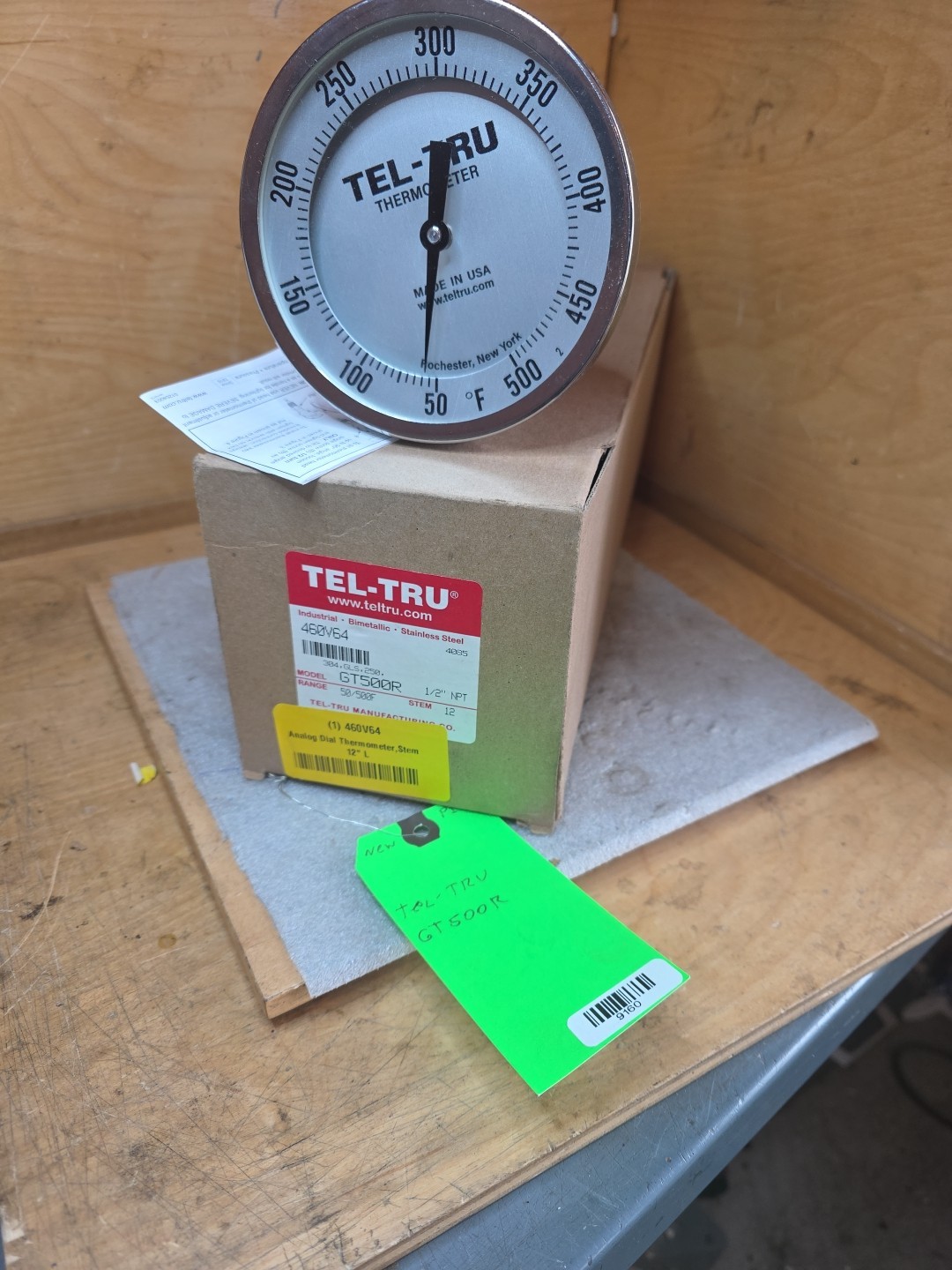 Tel-tru  GT500R Bimetal Thermometer 5in Dial 1/2in Npt 12in Stem 50-500F