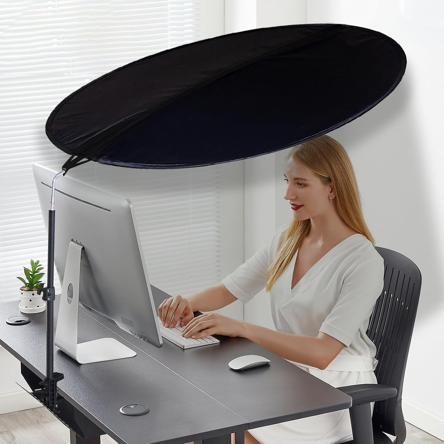 Office Cubicle and Desk Shade - Foldable 48" Circular Shading, Light-Proof Desk