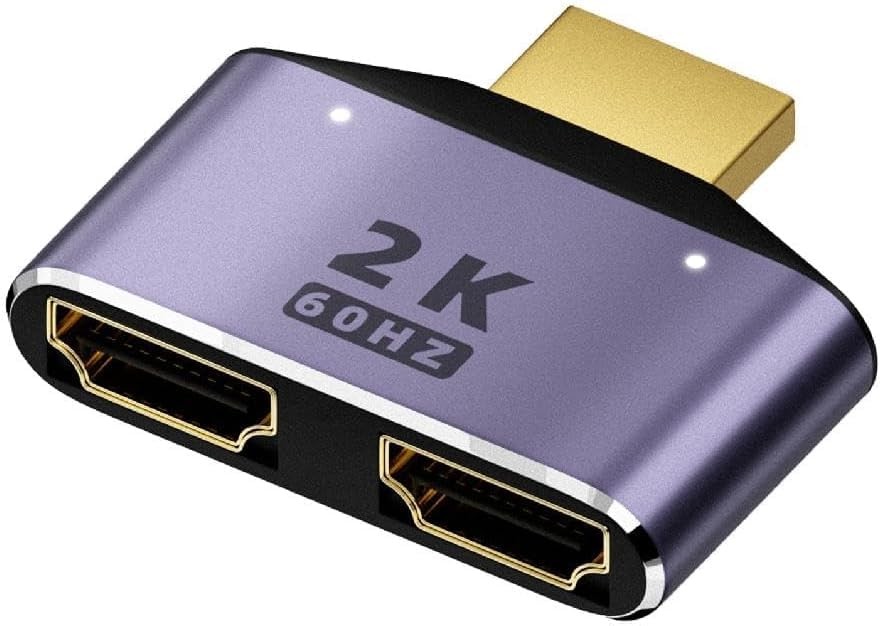 Black 2K Splitter FullHD 1080P Video Splitter 1X2 Split 1 in 2 Out for HDTV D...