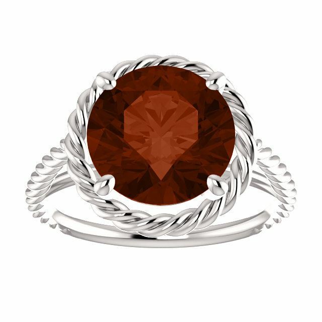 Sterling Silver Round Cut Solitaire Ring Setting - Classic Rope Lasso Style Ring