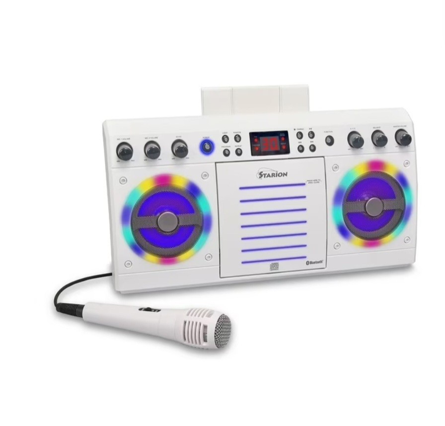 STARION KS303W-B Portable Bluetooth/CD+G Karaoke Machine - White NEW!
