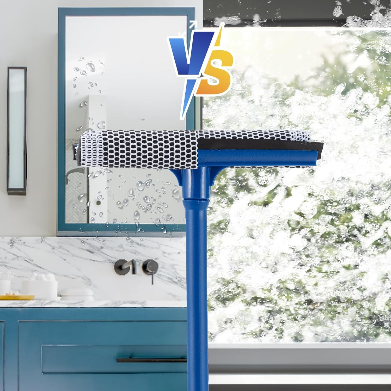 15.9" Window Squeegee for Car,2 in 1 Squeegee Window Cleaner with Long Stainless