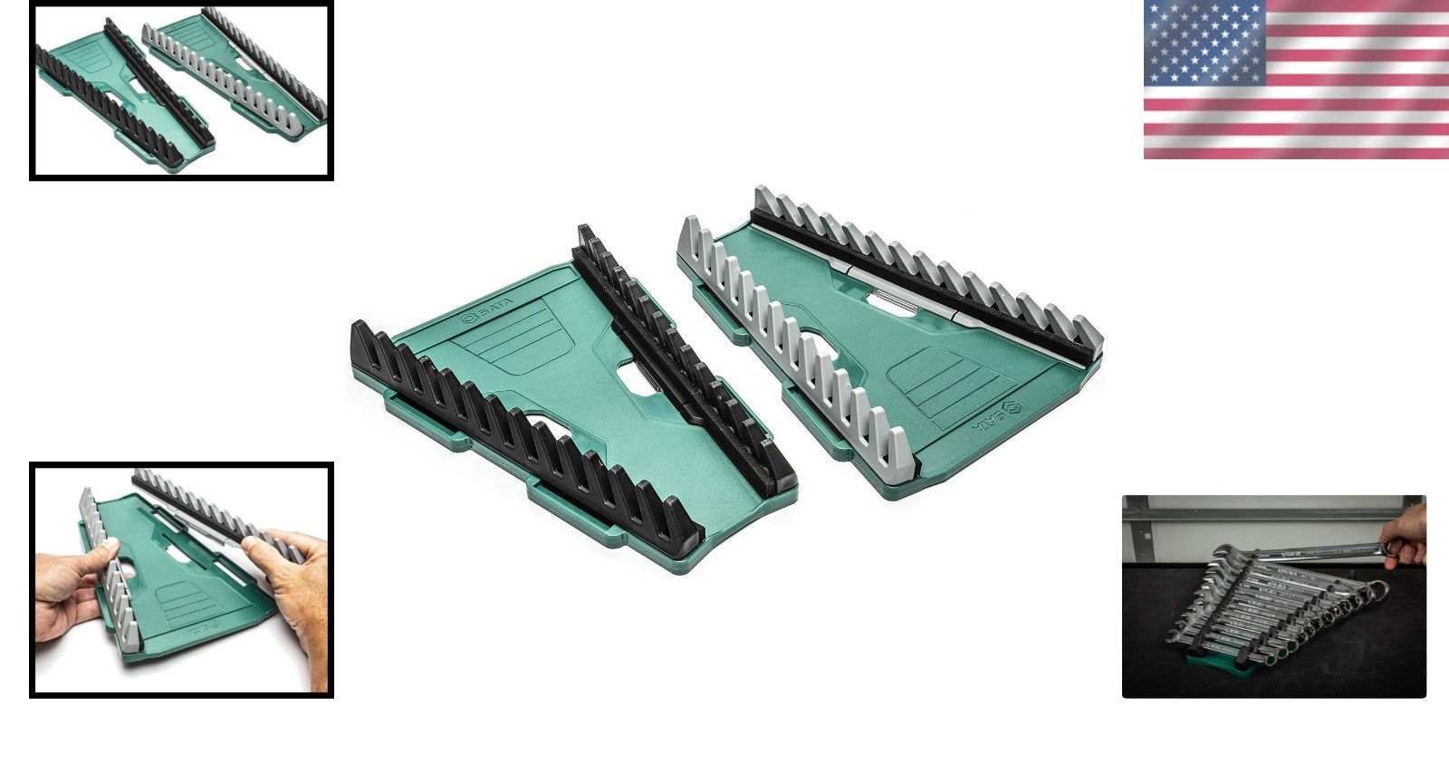 Space-Efficient Reversible Wrench Rack - 2 Pack with Self-Aligning Access