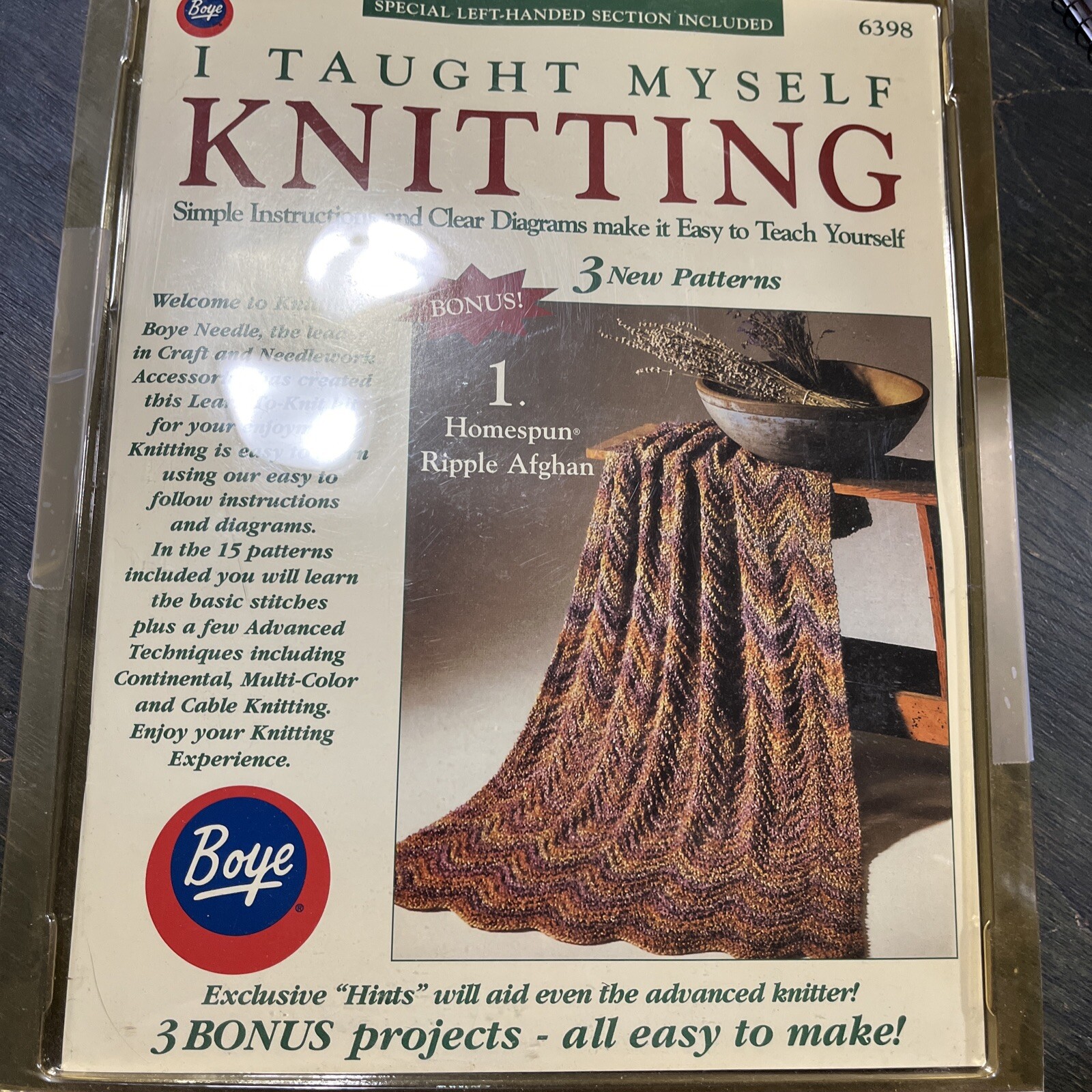 I Taught Myself Knitting Beginner's Kit 6398 Instructions, Pattern Needles Tools