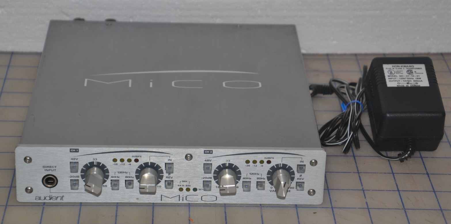 Mico Audient Compact 2-Channel HMX 48V Phantom Power Microphone Preamplifier