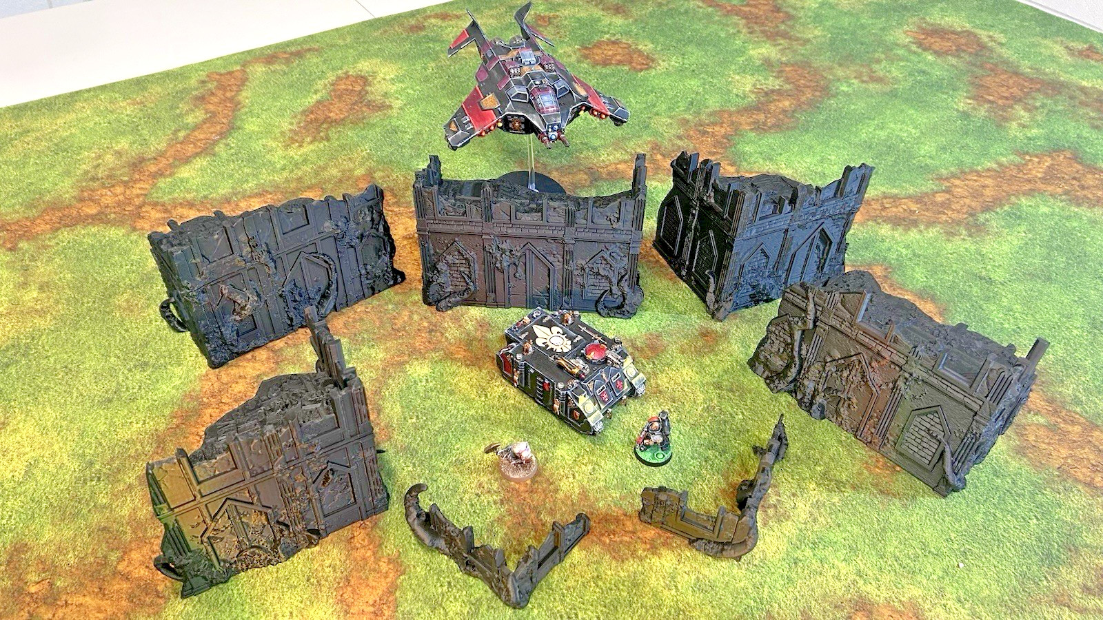 Tabletop Terrain - 12 Pieces- Infected Ruins - Perfect for Warhammer 40K/Fantasy