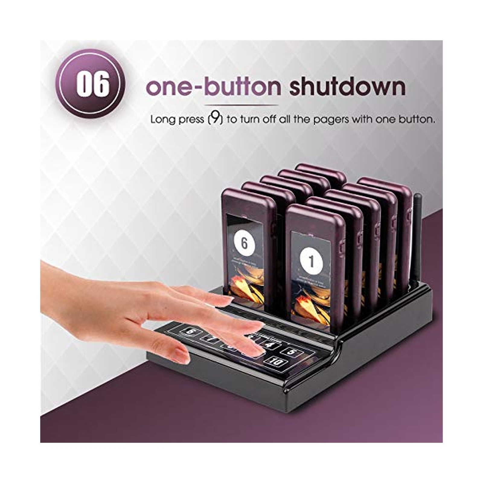 SHIHUI 10 Pager buzzers 1 keypad Queue Number Call Wireless Calling System Qu...